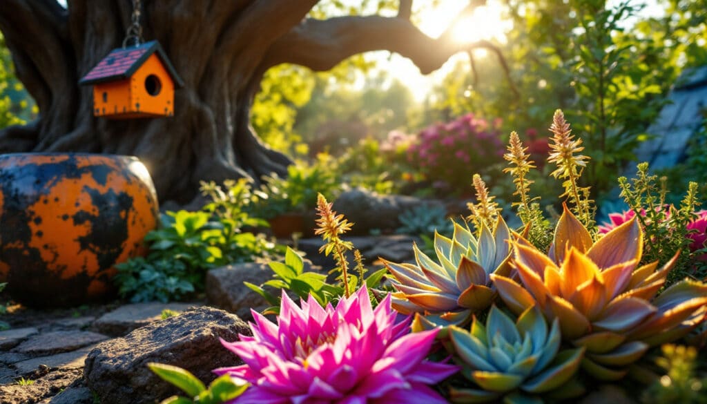 plongez dans l'univers du jardin punk, un espace de rêve à la fois sauvage et créatif, qui ne nécessitera qu'une petite attention de cinq jours par an. idéal pour les amateurs de nature en quête d'un havre de paix unique et facile à entretenir.
